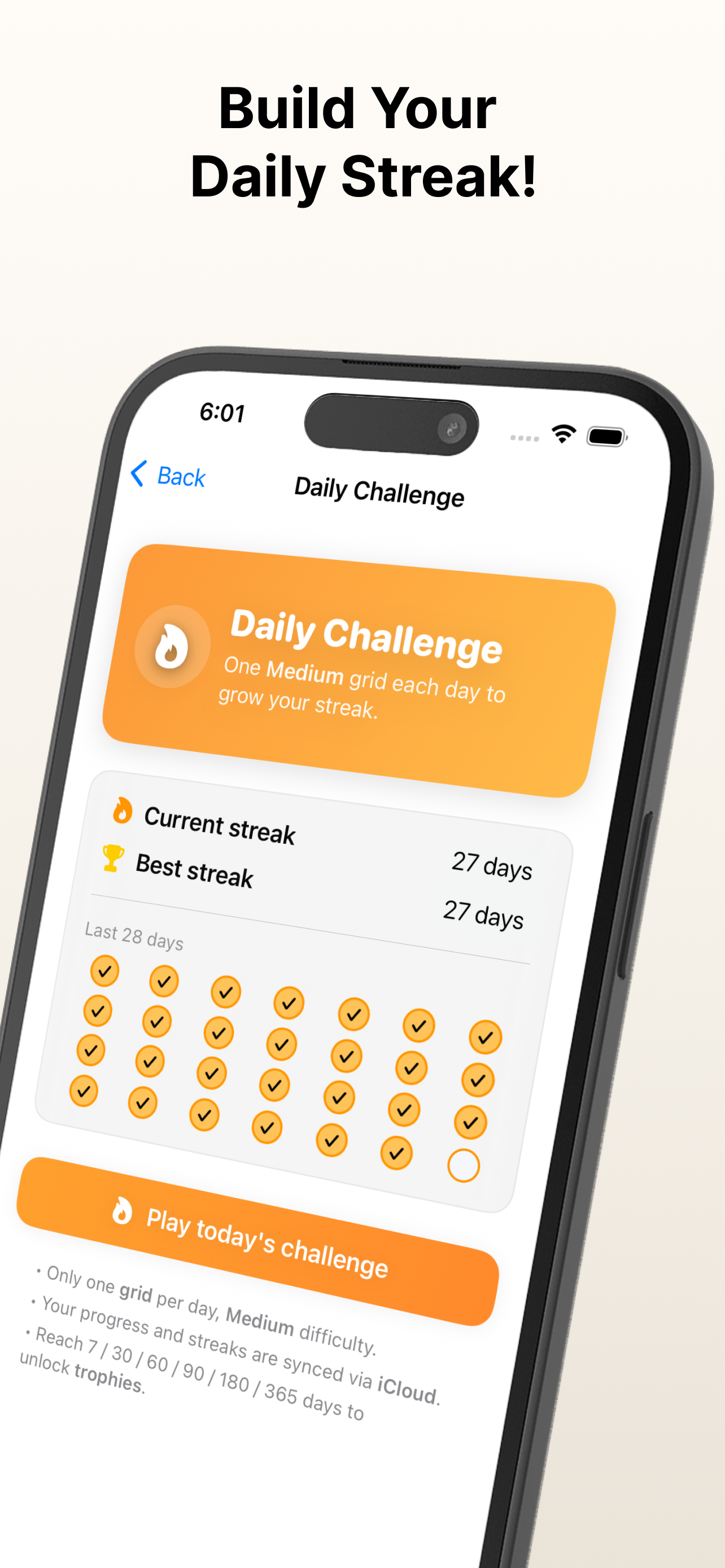 Daily challenge screen